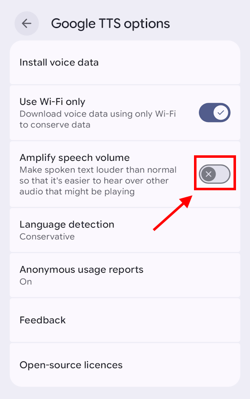 Tap Amplify speech volume to boost the sound level of Text to speech